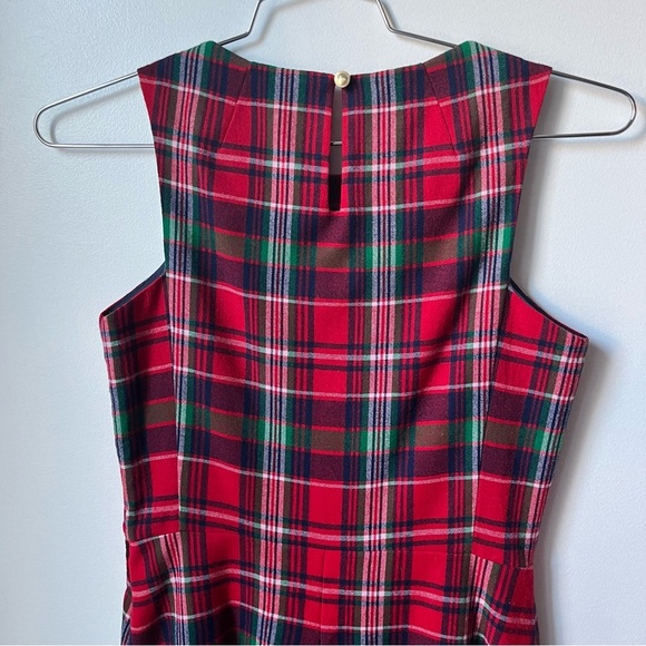 Vineyard Vines Womens Size 4 Christmas Tartan Plaid Holiday Red Wool Dress - Picture 8 of 11
